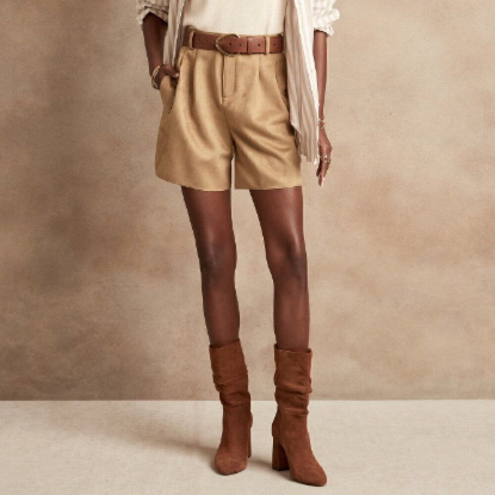 Banana Republic Brown Vegan Suede Shorts In Size 10